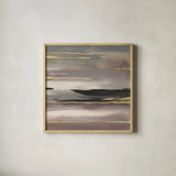 Gilded Morning Fog II Gold by Chris Paschke. Shown in a natural wood glass frame for a timeless modern aesthetic. Available as an archival giclee rolled canvas, fine art paper, or poster print. SKU 27429a.
