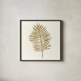 Gilded Palm II by Chris Paschke. Shown in a sleek black glass frame for a contemporary gallery look. Available as an archival giclee rolled canvas, fine art paper, or poster print. SKU 57200a.