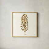 Gilded Palm III by Chris Paschke. Shown in a natural wood glass frame for a timeless modern aesthetic. Available as an archival giclee rolled canvas, fine art paper, or poster print. SKU 57201a.