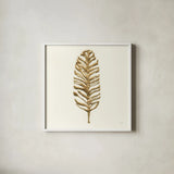 Gilded Palm III by Chris Paschke. Shown in a crisp white glass frame for a clean and minimalist style. Available as an archival giclee rolled canvas, fine art paper, or poster print. SKU 57201a.
