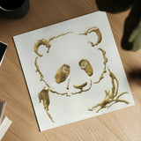 Gilded Panda by Chris Paschke. Shown as a detailed flat fine art print, highlighting archival giclee quality. Available as an archival giclee rolled canvas, fine art paper, or poster print. SKU 31826a.