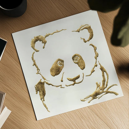 Gilded Panda by Chris Paschke. Shown as a detailed flat fine art print, highlighting archival giclee quality. Available as an archival giclee rolled canvas, fine art paper, or poster print. SKU 31826a.