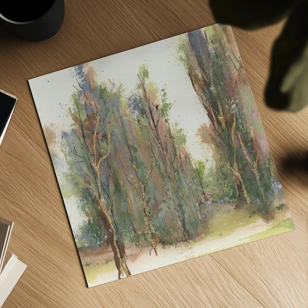 Gilded Path I by Chris Paschke. Shown as a detailed flat fine art print, highlighting archival giclee quality. Available as an archival giclee rolled canvas, fine art paper, or poster print. SKU 90866a.