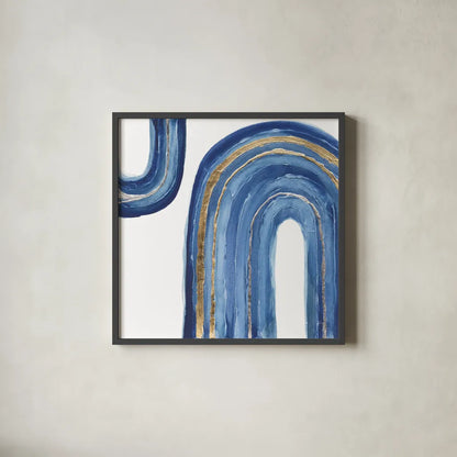 Gilded Rainbow I by Chris Paschke. Shown in a sleek black glass frame for a contemporary gallery look. Available as an archival giclee rolled canvas, fine art paper, or poster print. SKU 68185a.