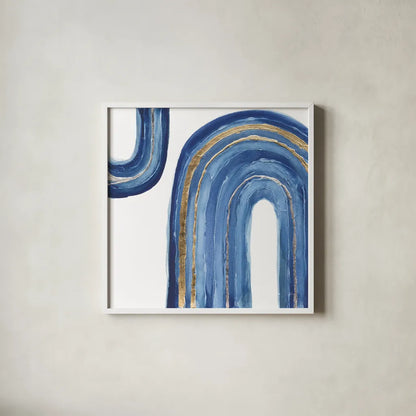 Gilded Rainbow I by Chris Paschke. Shown in a crisp white glass frame for a clean and minimalist style. Available as an archival giclee rolled canvas, fine art paper, or poster print. SKU 68185a.