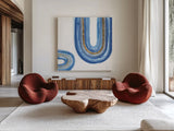 Gilded Rainbow IV by Chris Paschke. Shown as extra-large giant wall art in a modern living room. Available as an archival giclee rolled canvas, fine art paper, or poster print. SKU 68188a.