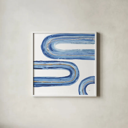 Gilded Rainbow V by Chris Paschke. Shown in a crisp white glass frame for a clean and minimalist style. Available as an archival giclee rolled canvas, fine art paper, or poster print. SKU 68189a.