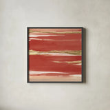 Gilded Red I by Chris Paschke. Shown in a sleek black glass frame for a contemporary gallery look. Available as an archival giclee rolled canvas, fine art paper, or poster print. SKU 55937a.