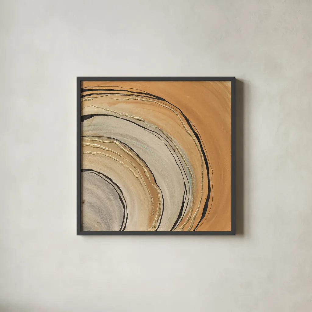 Gilded Rings by Chris Paschke. Shown in a sleek black glass frame for a contemporary gallery look. Available as an archival giclee rolled canvas, fine art paper, or poster print. SKU 26753a.