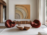 Gilded Rings by Chris Paschke. Shown as extra-large giant wall art in a modern living room. Available as an archival giclee rolled canvas, fine art paper, or poster print. SKU 26753a.