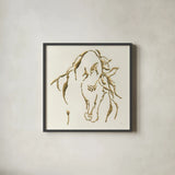 Gilded Stallion by Chris Paschke. Shown in a sleek black glass frame for a contemporary gallery look. Available as an archival giclee rolled canvas, fine art paper, or poster print. SKU 31777a.