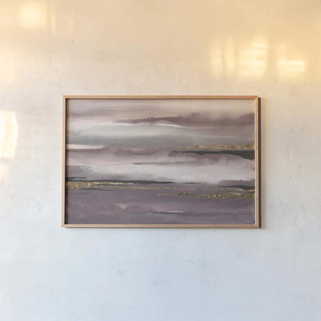 Gilded Storm I by Chris Paschke. shown as a paper print in a natural frame. Available as a archival giclee rolled canvas, fine art paper, or poster print. SKU 25731i.