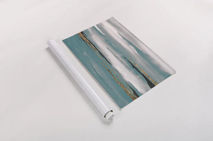 Gilded Storm I Teal Grey by Chris Paschke. shown as a rolled paper print. Available as archival giclee rolled canvas, fine art paper, or poster print. SKU 27534i.