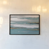 Gilded Storm I Teal Grey by Chris Paschke. shown as a paper print in a black flame. Available as a archival giclee rolled canvas, fine art paper, or poster print. SKU 27534i.
