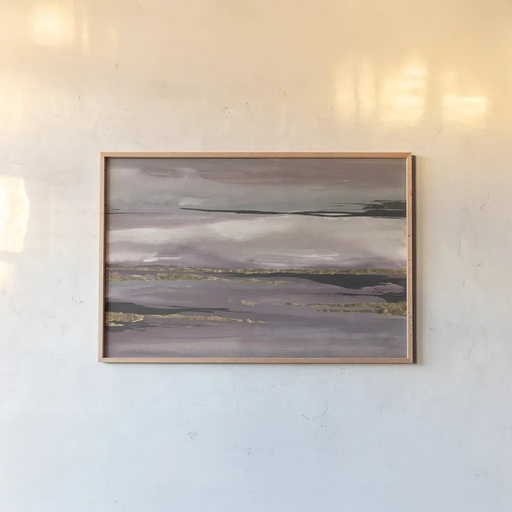 Gilded Storm III by Chris Paschke. shown as a paper print in a natural frame. Available as a archival giclee rolled canvas, fine art paper, or poster print. SKU 25733i.