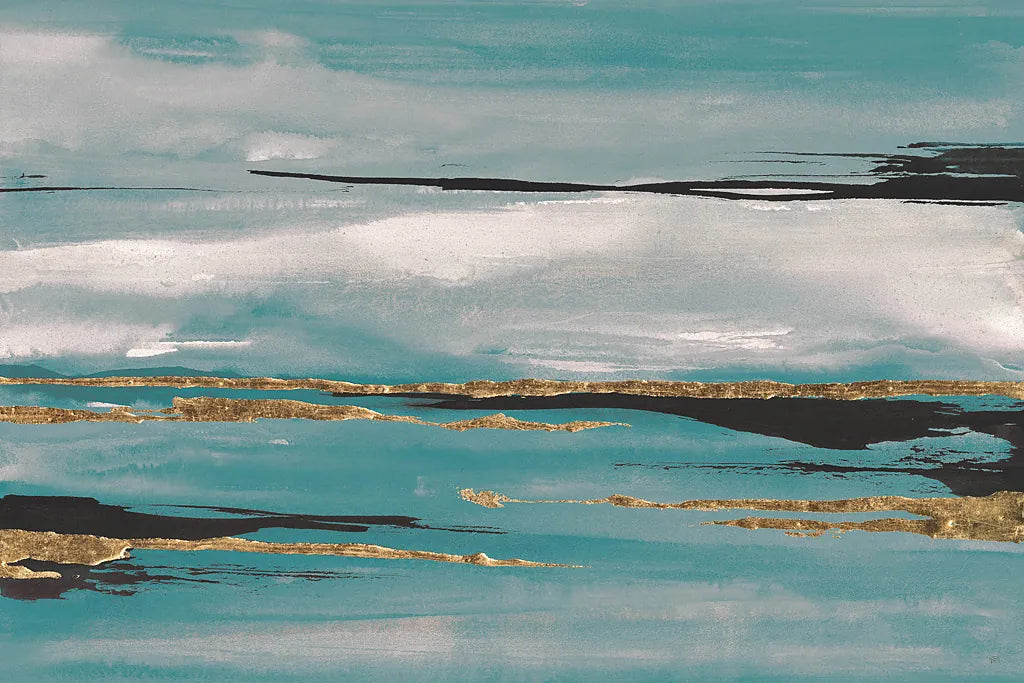 Gilded Storm III Teal Grey by Chris Paschke. SKU 27535i. Archival Giclee Fine art print for wall decor.