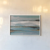 Gilded Storm III Teal Grey by Chris Paschke. shown as a paper print in a white frame. Available as a archival giclee rolled canvas, fine art paper, or poster print. SKU 27535i.