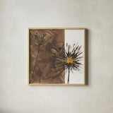 Gilded Thistle I by Chris Paschke. Shown in a natural wood glass frame for a timeless modern aesthetic. Available as an archival giclee rolled canvas, fine art paper, or poster print. SKU 96185a.