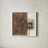Gilded Thistle I by Chris Paschke. Shown in a crisp white glass frame for a clean and minimalist style. Available as an archival giclee rolled canvas, fine art paper, or poster print. SKU 96185a.