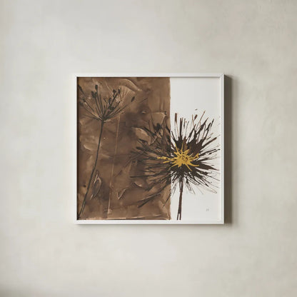 Gilded Thistle I by Chris Paschke. Shown in a crisp white glass frame for a clean and minimalist style. Available as an archival giclee rolled canvas, fine art paper, or poster print. SKU 96185a.