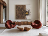 Gilded Thistle I by Chris Paschke. Shown as extra-large giant wall art in a modern living room. Available as an archival giclee rolled canvas, fine art paper, or poster print. SKU 96185a.