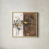 Gilded Thistle II by Chris Paschke. Shown in a natural wood glass frame for a timeless modern aesthetic. Available as an archival giclee rolled canvas, fine art paper, or poster print. SKU 96186a.