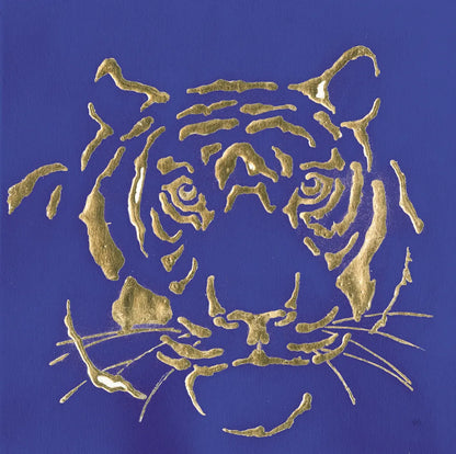 Gilded Tiger Indigo by Chris Paschke. SKU 41919a. Archival Giclee Fine art print for wall decor.