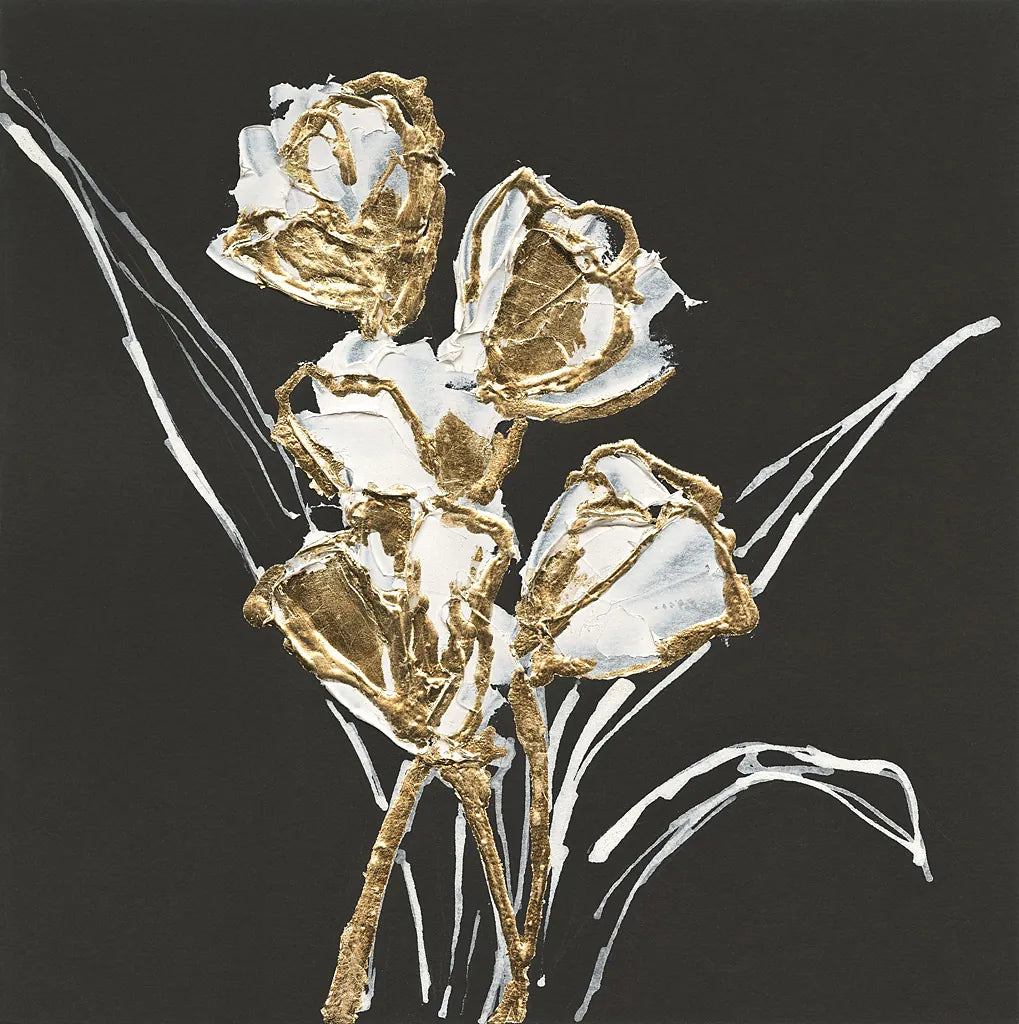 Gilded Tulips by Chris Paschke. SKU 26159a. Archival Giclee Fine art print for wall decor.