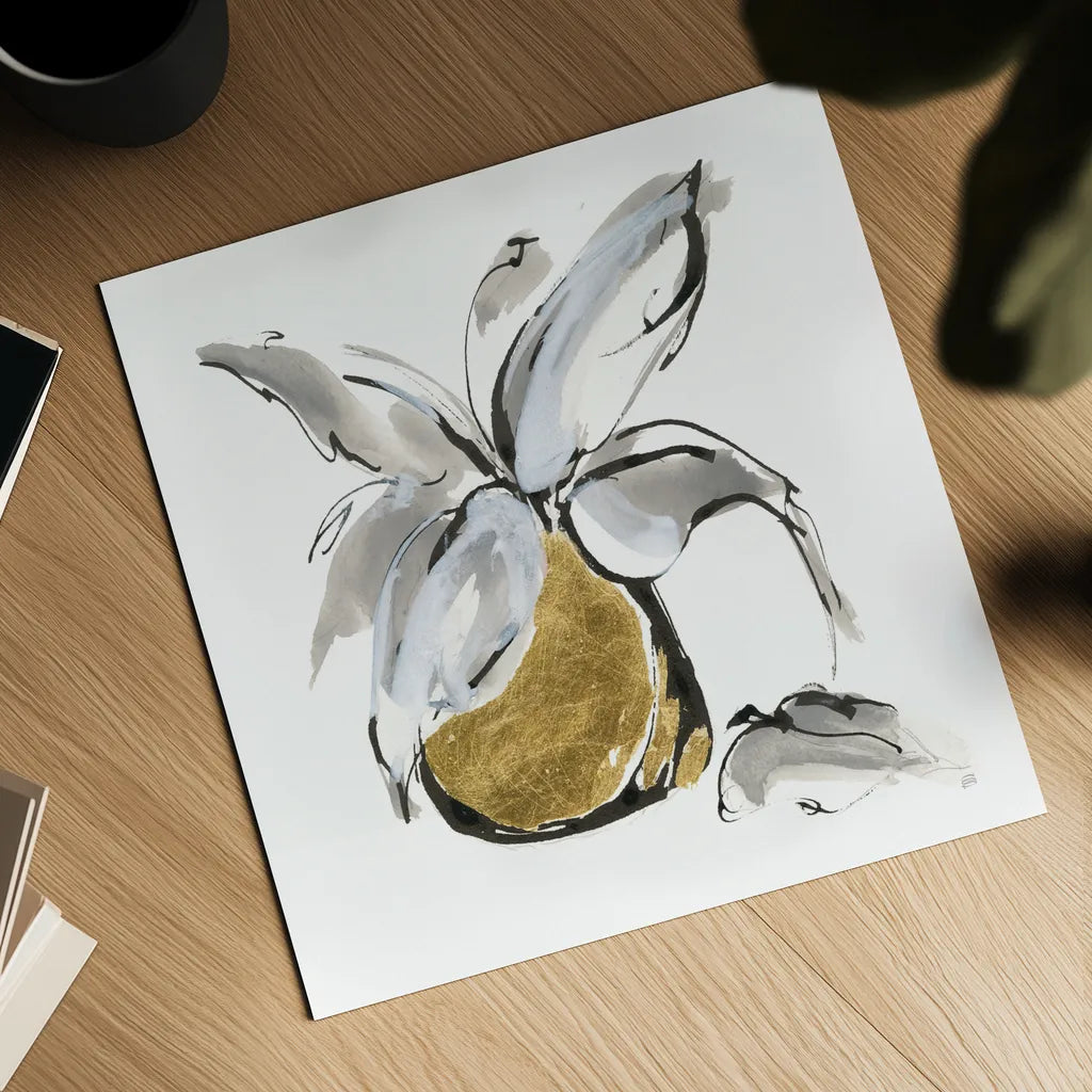 Gilded Vase I by Chris Paschke. Shown as a detailed flat fine art print, highlighting archival giclee quality. Available as an archival giclee rolled canvas, fine art paper, or poster print. SKU 74096a.