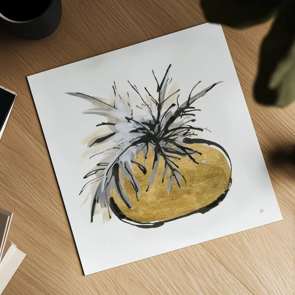 Gilded Vase III by Chris Paschke. Shown as a detailed flat fine art print, highlighting archival giclee quality. Available as an archival giclee rolled canvas, fine art paper, or poster print. SKU 74098a.