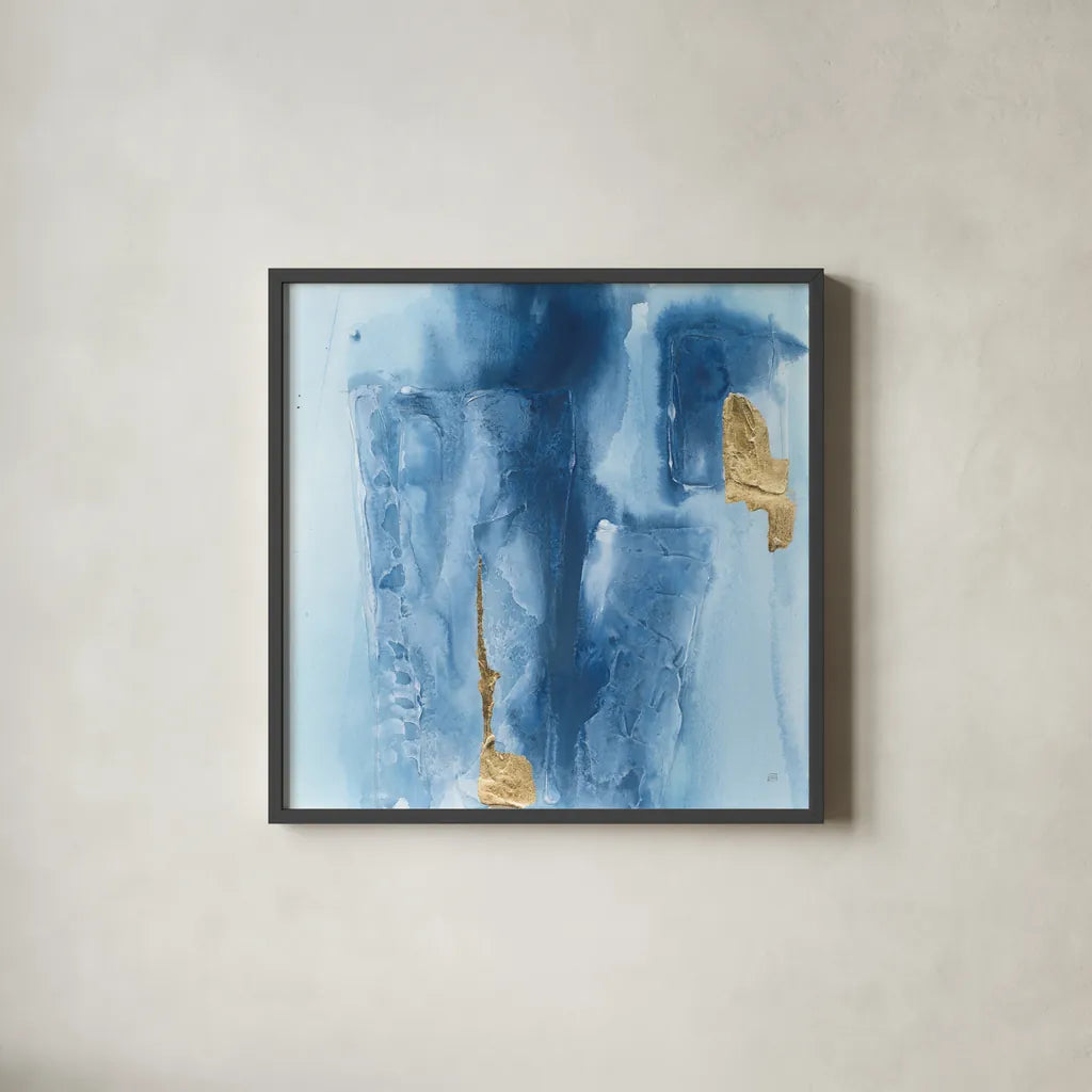 Glacier II by Chris Paschke. Shown in a sleek black glass frame for a contemporary gallery look. Available as an archival giclee rolled canvas, fine art paper, or poster print. SKU 68191a.