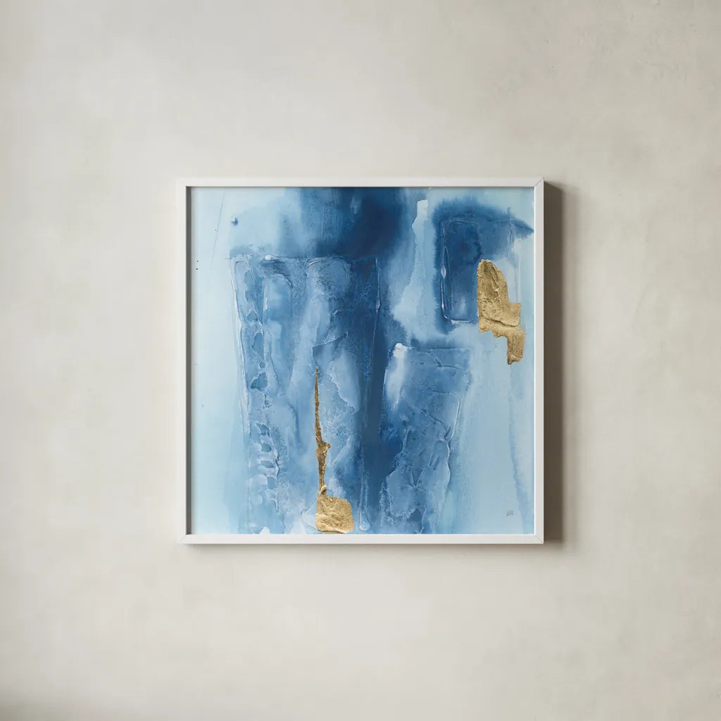 Glacier II by Chris Paschke. Shown in a crisp white glass frame for a clean and minimalist style. Available as an archival giclee rolled canvas, fine art paper, or poster print. SKU 68191a.