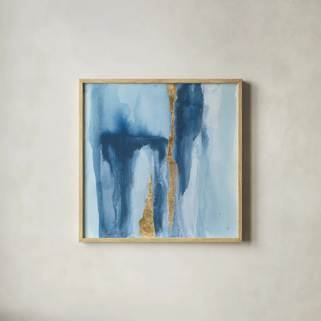 Glacier IV by Chris Paschke. Shown in a natural wood glass frame for a timeless modern aesthetic. Available as an archival giclee rolled canvas, fine art paper, or poster print. SKU 68193a.