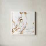 Glimpse of Gold I by Chris Paschke. Shown in a crisp white glass frame for a clean and minimalist style. Available as an archival giclee rolled canvas, fine art paper, or poster print. SKU 94385a.