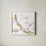Glimpse of Gold II by Chris Paschke. Shown in a crisp white glass frame for a clean and minimalist style. Available as an archival giclee rolled canvas, fine art paper, or poster print. SKU 94386a.