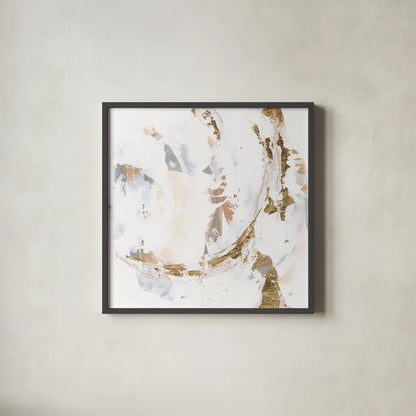 Glimpse of Gold III by Chris Paschke. Shown in a sleek black glass frame for a contemporary gallery look. Available as an archival giclee rolled canvas, fine art paper, or poster print. SKU 94387a.