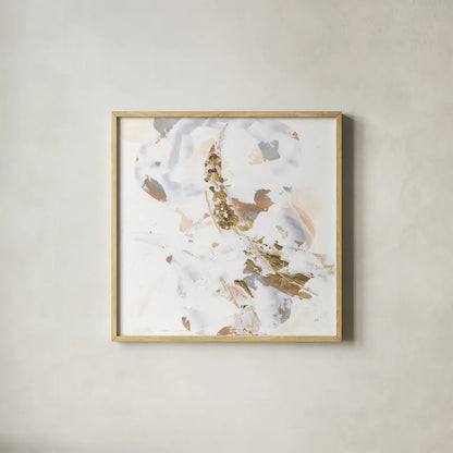 Glimpse of Gold IV by Chris Paschke. Shown in a natural wood glass frame for a timeless modern aesthetic. Available as an archival giclee rolled canvas, fine art paper, or poster print. SKU 94388a.