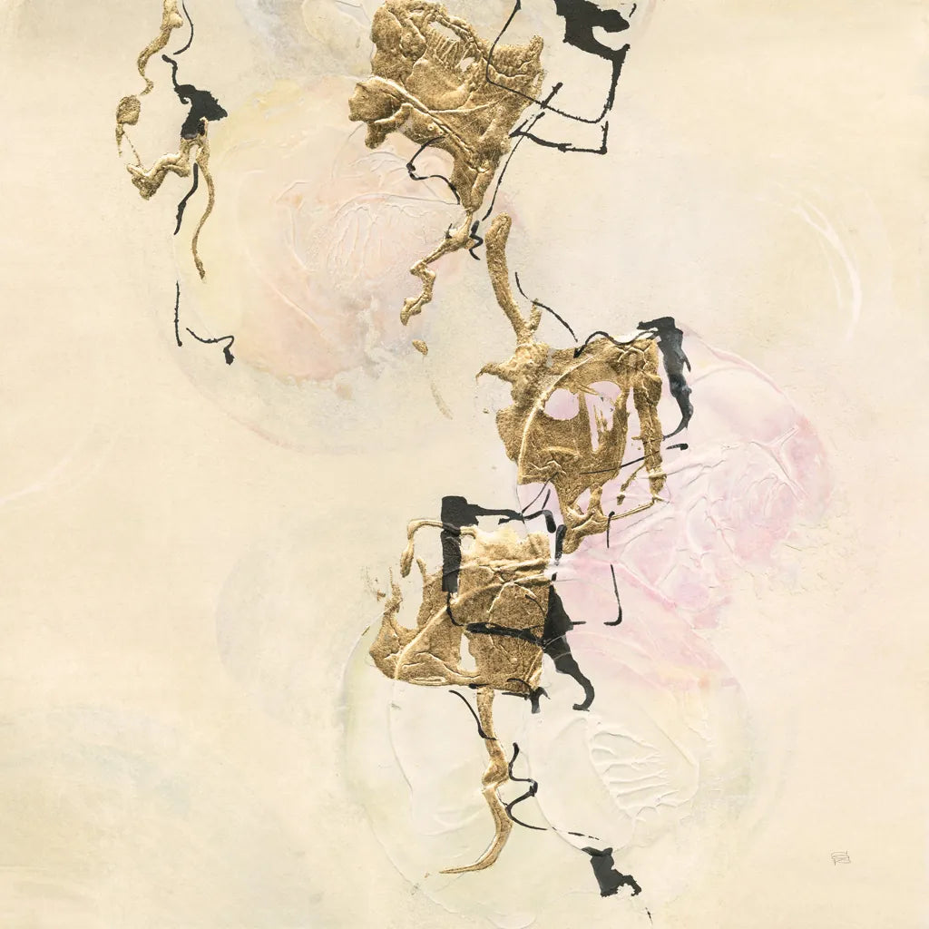 Gold Blocks on Pastel II by Chris Paschke. SKU 31758a. Archival Giclee Fine art print for wall decor.