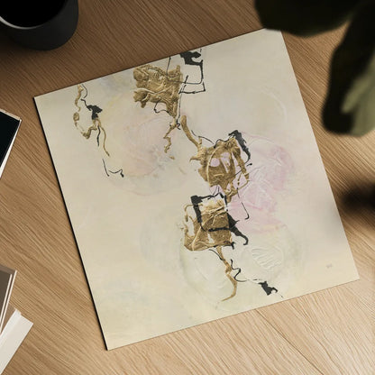 Gold Blocks on Pastel II by Chris Paschke. Shown as a detailed flat fine art print, highlighting archival giclee quality. Available as an archival giclee rolled canvas, fine art paper, or poster print. SKU 31758a.