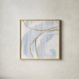 Gold Branches I by Chris Paschke. Shown in a natural wood glass frame for a timeless modern aesthetic. Available as an archival giclee rolled canvas, fine art paper, or poster print. SKU 99526a.