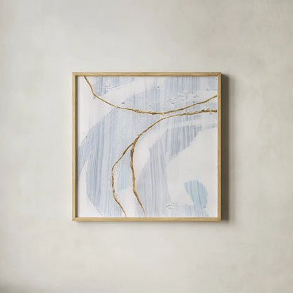 Gold Branches I by Chris Paschke. Shown in a natural wood glass frame for a timeless modern aesthetic. Available as an archival giclee rolled canvas, fine art paper, or poster print. SKU 99526a.