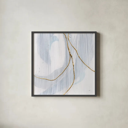 Gold Branches II by Chris Paschke. Shown in a sleek black glass frame for a contemporary gallery look. Available as an archival giclee rolled canvas, fine art paper, or poster print. SKU 99527a.
