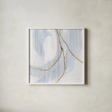 Gold Branches II by Chris Paschke. Shown in a crisp white glass frame for a clean and minimalist style. Available as an archival giclee rolled canvas, fine art paper, or poster print. SKU 99527a.