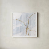 Gold Branches IV by Chris Paschke. Shown in a crisp white glass frame for a clean and minimalist style. Available as an archival giclee rolled canvas, fine art paper, or poster print. SKU 99529a.