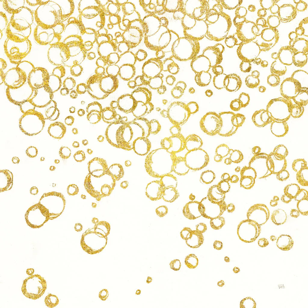 Gold Bubbles I by Chris Paschke. SKU 68833a. Archival Giclee Fine art print for wall decor.
