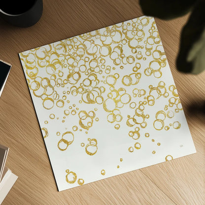 Gold Bubbles I by Chris Paschke. Shown as a detailed flat fine art print, highlighting archival giclee quality. Available as an archival giclee rolled canvas, fine art paper, or poster print. SKU 68833a.