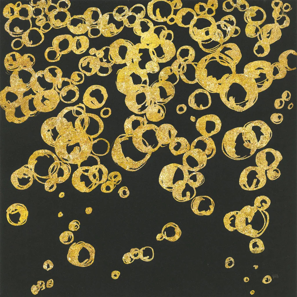 Gold Bubbles II by Chris Paschke. SKU 68834a. Archival Giclee Fine art print for wall decor.