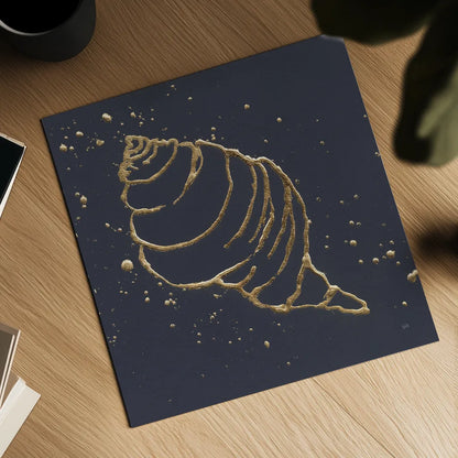 Gold Conch I by Chris Paschke. Shown as a detailed flat fine art print, highlighting archival giclee quality. Available as an archival giclee rolled canvas, fine art paper, or poster print. SKU 69348a.