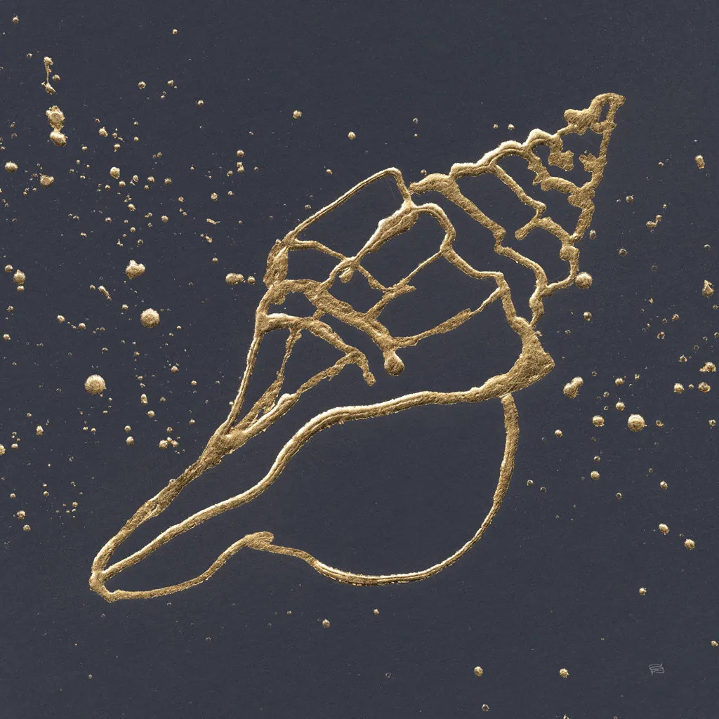 Gold Conch II by Chris Paschke. SKU 69349a. Archival Giclee Fine art print for wall decor.