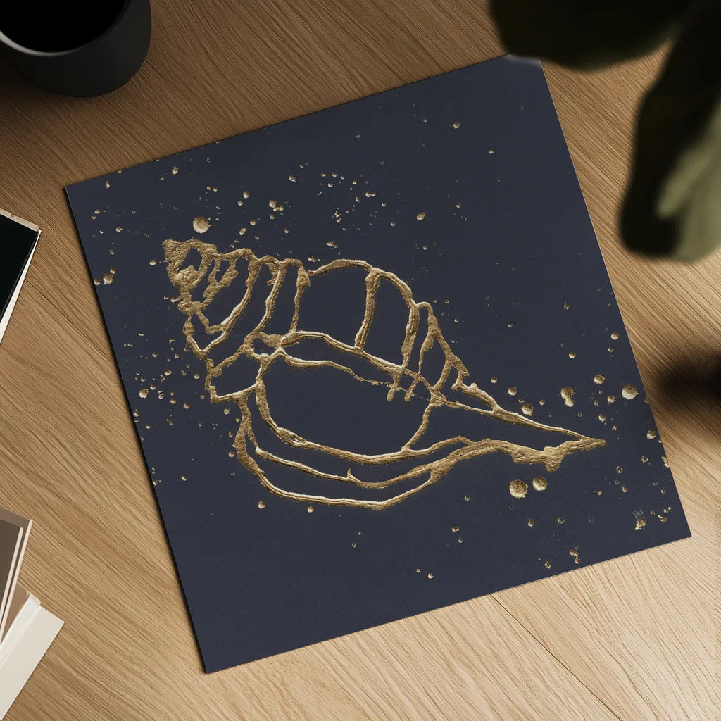 Gold Conch III by Chris Paschke. Shown as a detailed flat fine art print, highlighting archival giclee quality. Available as an archival giclee rolled canvas, fine art paper, or poster print. SKU 69350a.